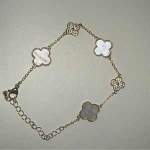 Moissanite & Mother of Pearl Clover Bracelet